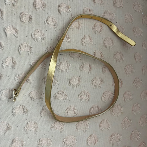 J Crew Leather Belt Gold Size Small - Picture 1 of 3